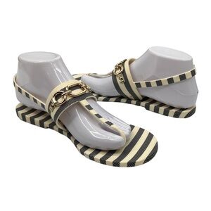 Kate Spade New York Blue Cream Striped Jelly Flat Sandals Size 8 Women’s